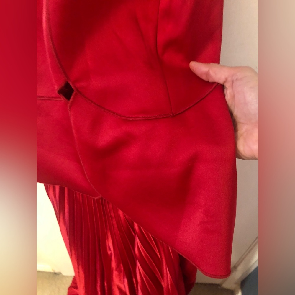 NWT Donnee Par Dieu Red Sleeveless Pleated Prom Lace Up Maxi Dress size L - Picture 5 of 12